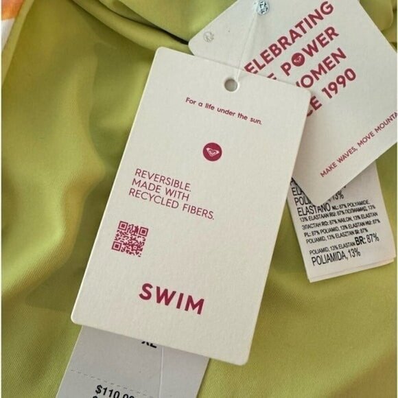 ROXY Retro Revo Reversible One Piece Open Back Tropical Swimsuit Size XL NEW - Picture 7 of 8